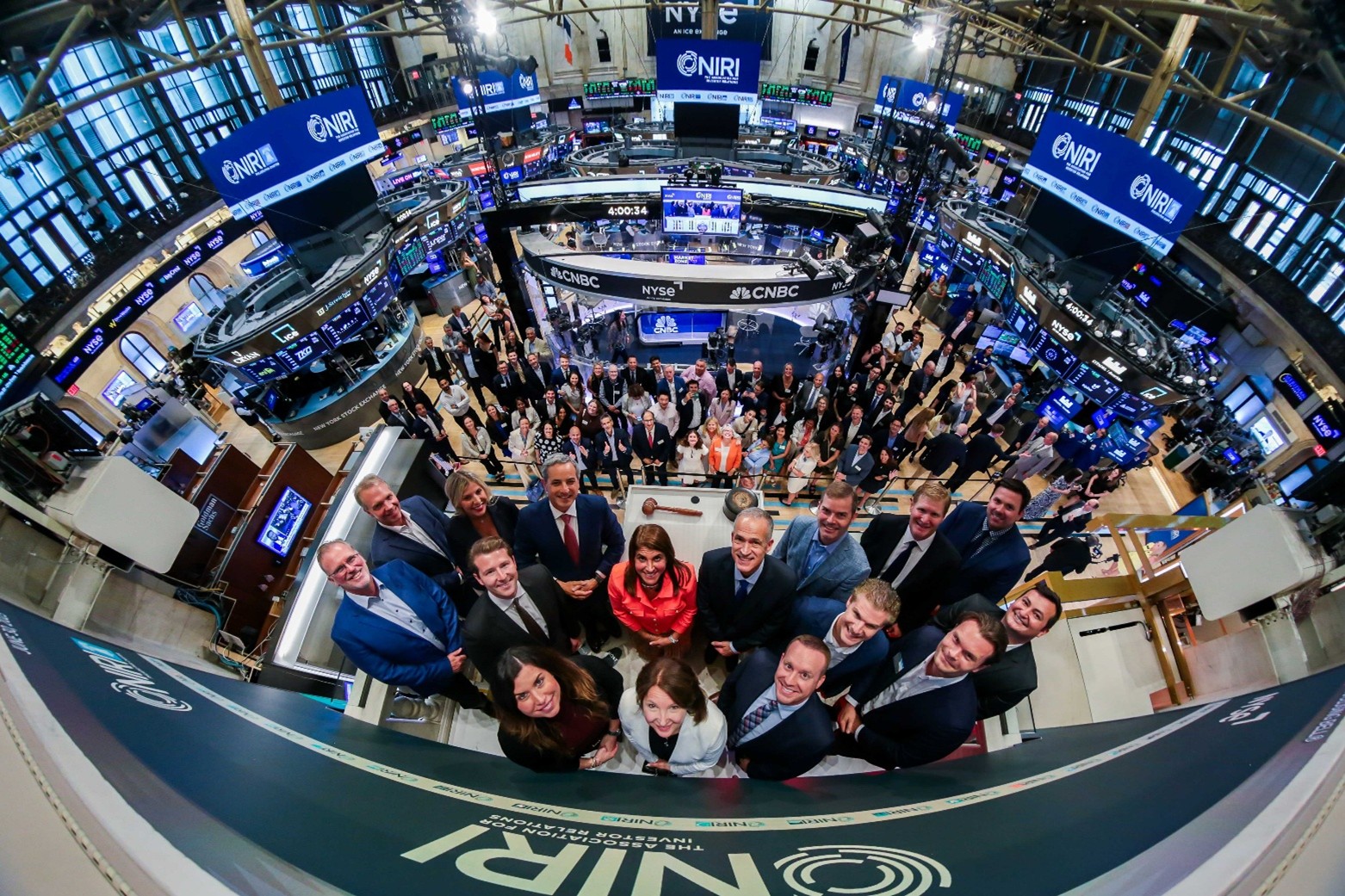Investor Relations professionals gathered at a NIRI event on the New York Stock Exchange trading floor.